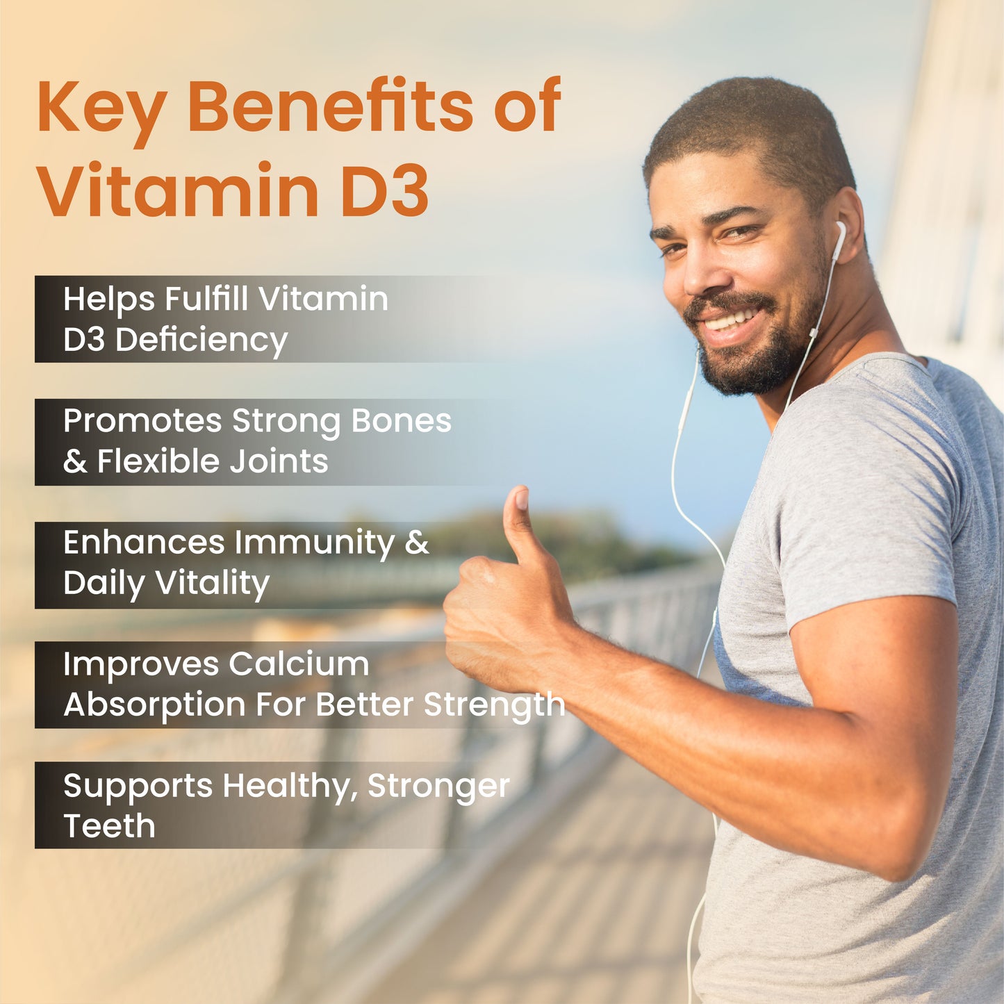 Vlado's Himalayan Organics Vitamin D3 2000IU - Chewable Vitamin D Tablets | Cholecalciferol Vitamin D3 for Bone & Immunity | Vitamin D3 Supplement for Women & Men | Orange Flavour - 60 Tablets