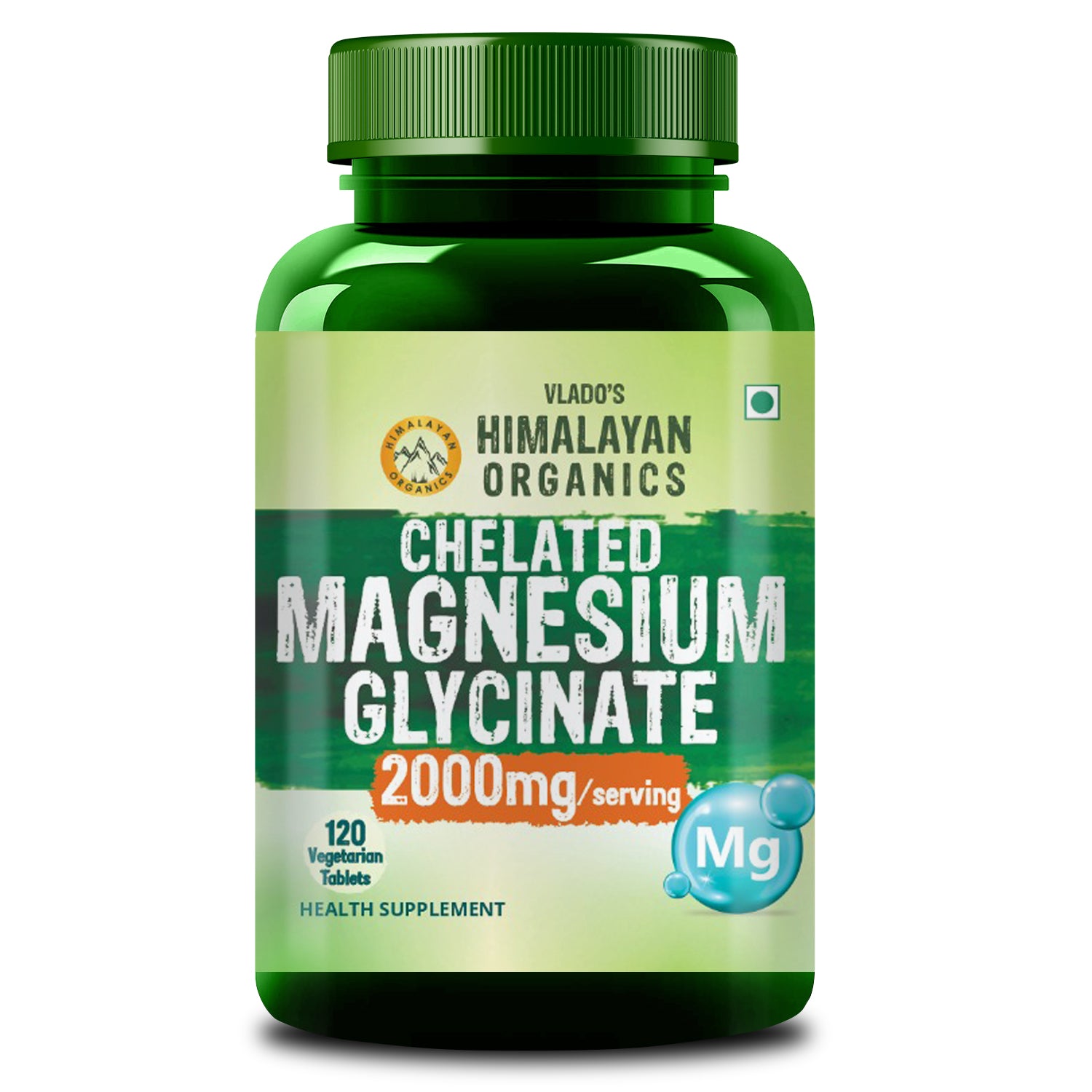 Vlado's Himalayan Organics Chelated Magnesium Glycinate Supplement 2000mg | Highly Absorbable Magnesium I Support in Muscle, Cramps, Recovery, & Nerve Relaxation, Better Sleep Quality for Men & Women - 120 Veg Tab