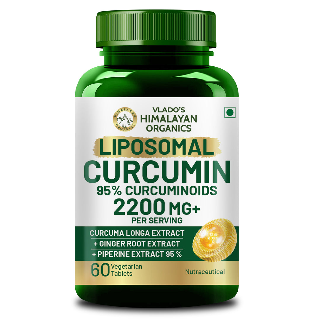 Vlado's Himalayan Organics Curcumin (1600mg+ / Serving ) with Black Pepper  Supplement and 95% Curcuminoids | Anti inflammatory Supplement for Men & Women | With Curcuma Longa, Turmeric & Ginger Root extract | 60 Veg Tablets