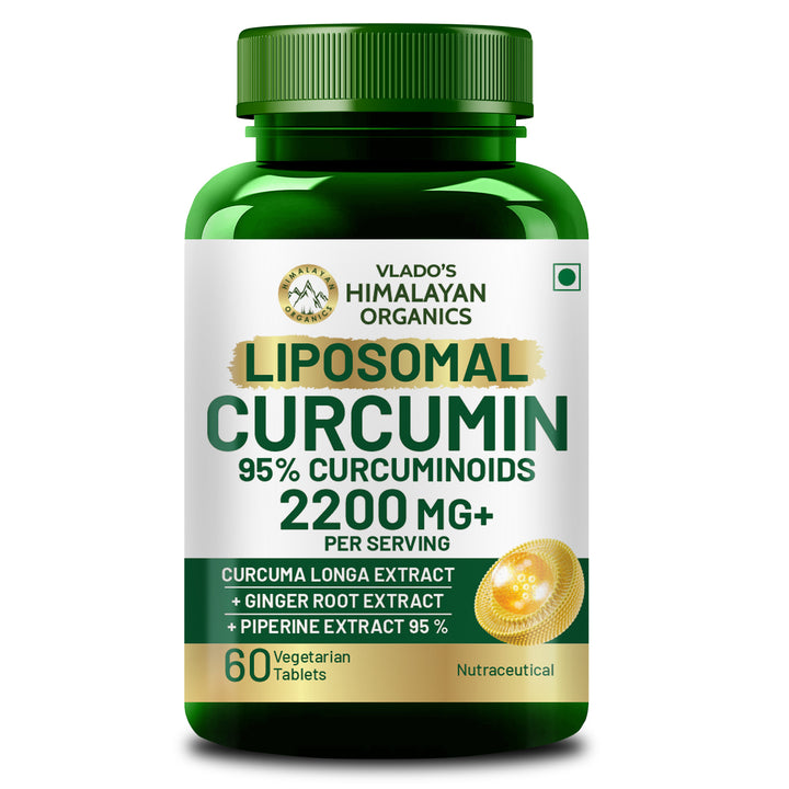 Vlado's Himalayan Organics Curcumin (1600mg+ / Serving ) with Black Pepper  Supplement and 95% Curcuminoids | Anti inflammatory Supplement for Men & Women | With Curcuma Longa, Turmeric & Ginger Root extract | 60 Veg Tablets