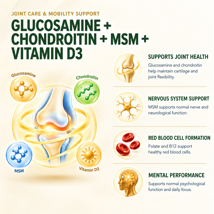 Vlado's Himalayan Organics Glucosamine Chondroitin MSM Vitamin D3 & K | 60 Vegetarian Tablets