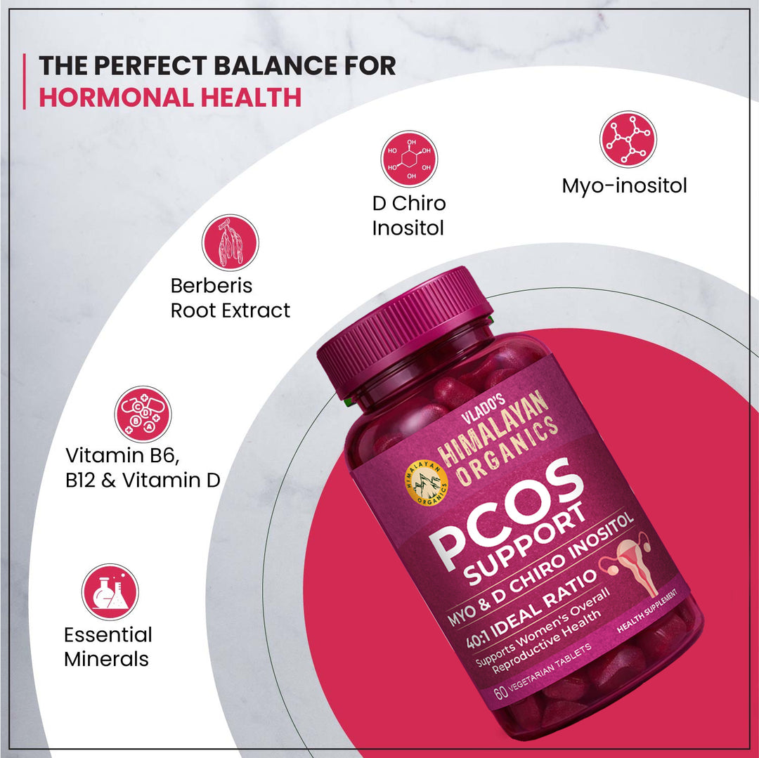 Vlado’s Himalayan Organics PCOS Supplement For Women 40:1 Ratio 2000mg to 50mg D-Chiro-Inositol | Balance Hormonal Levels - 60 Veg Tablets