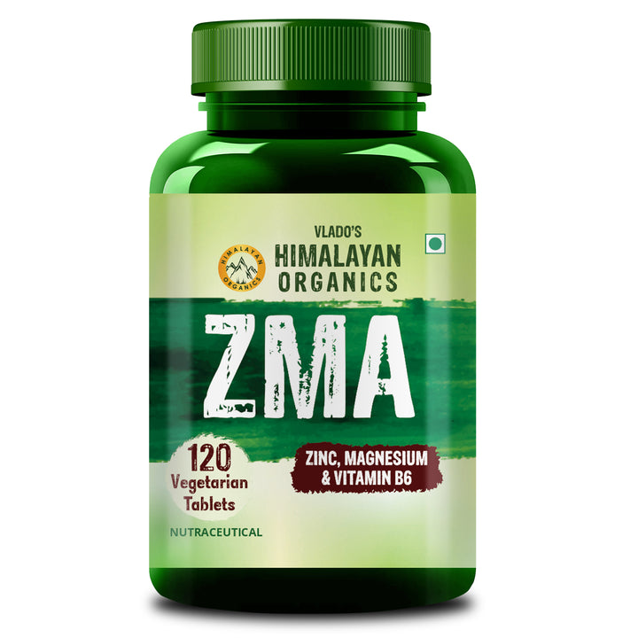 Vlado’s Himalayan Organics ZMA (Zinc Magnesium Aspartate & Vitamin B6) For Men And Women | Nighttime Sports Recovery Supplements | Boost Muscle And Bone Strength | Improve Sleep Quality - 120 Vegetarian Tablets