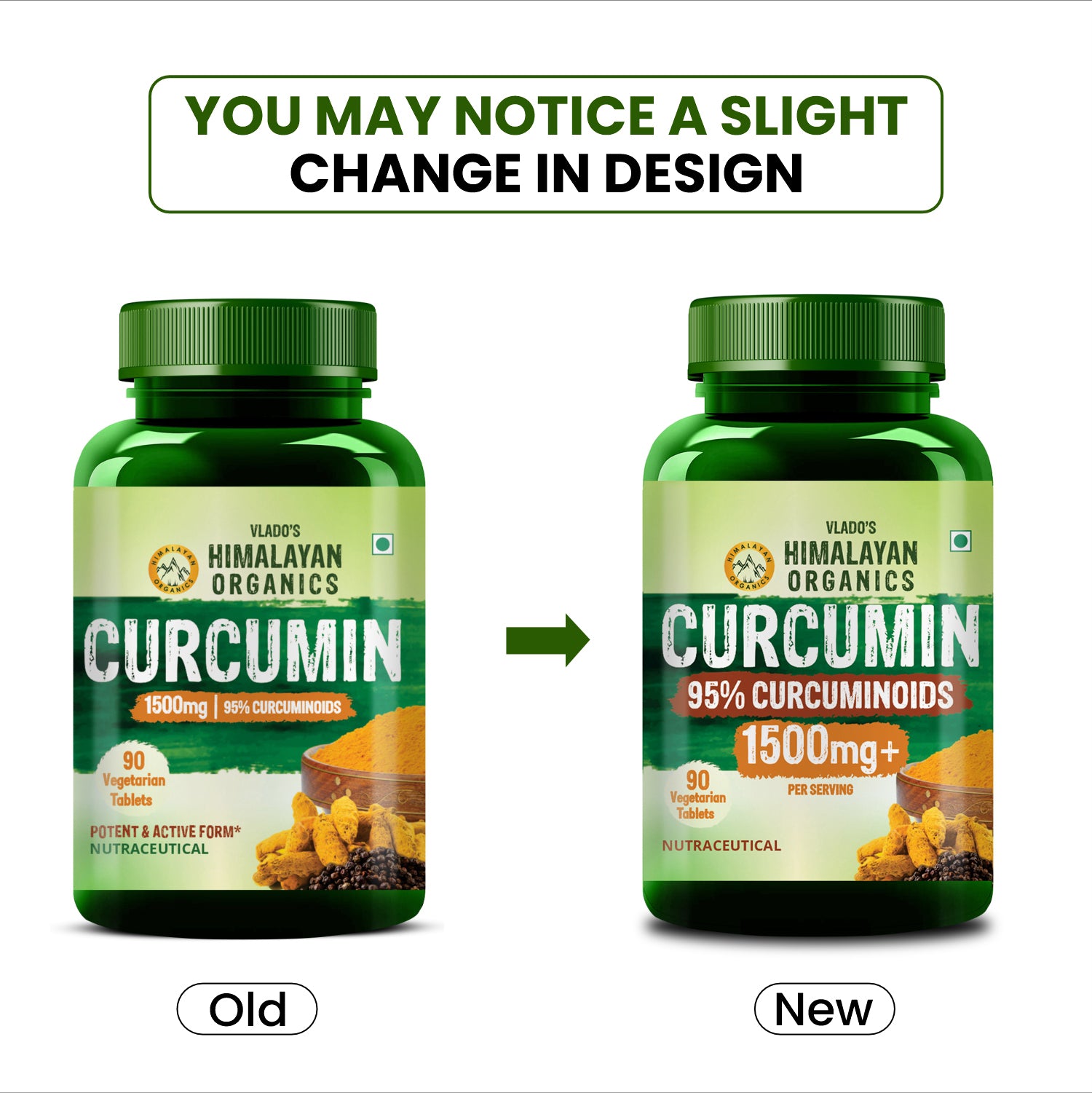 Vlado's Himalayan Organics Curcumin With Biopiperine 1500mg Tablets With 95% Curcuminoids Supplements For Better Absorption | Good For Skin & Joint pains | Immunity Booster for Men And Women - 90 Veg Tablets