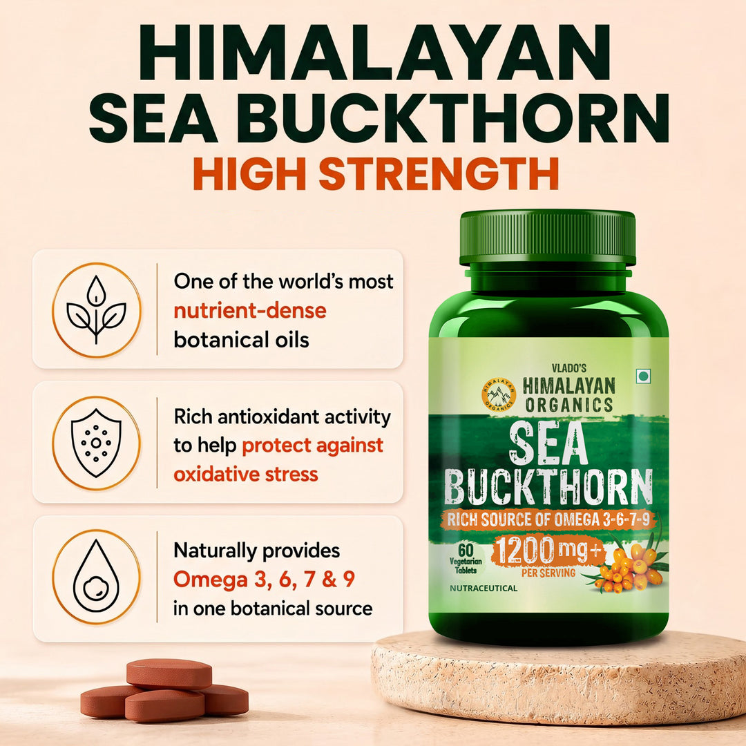 Vlado's Himalayan Organics Sea Buckthorn Tablets 60 | Omega Fatty Acids | Sea Buckthorn