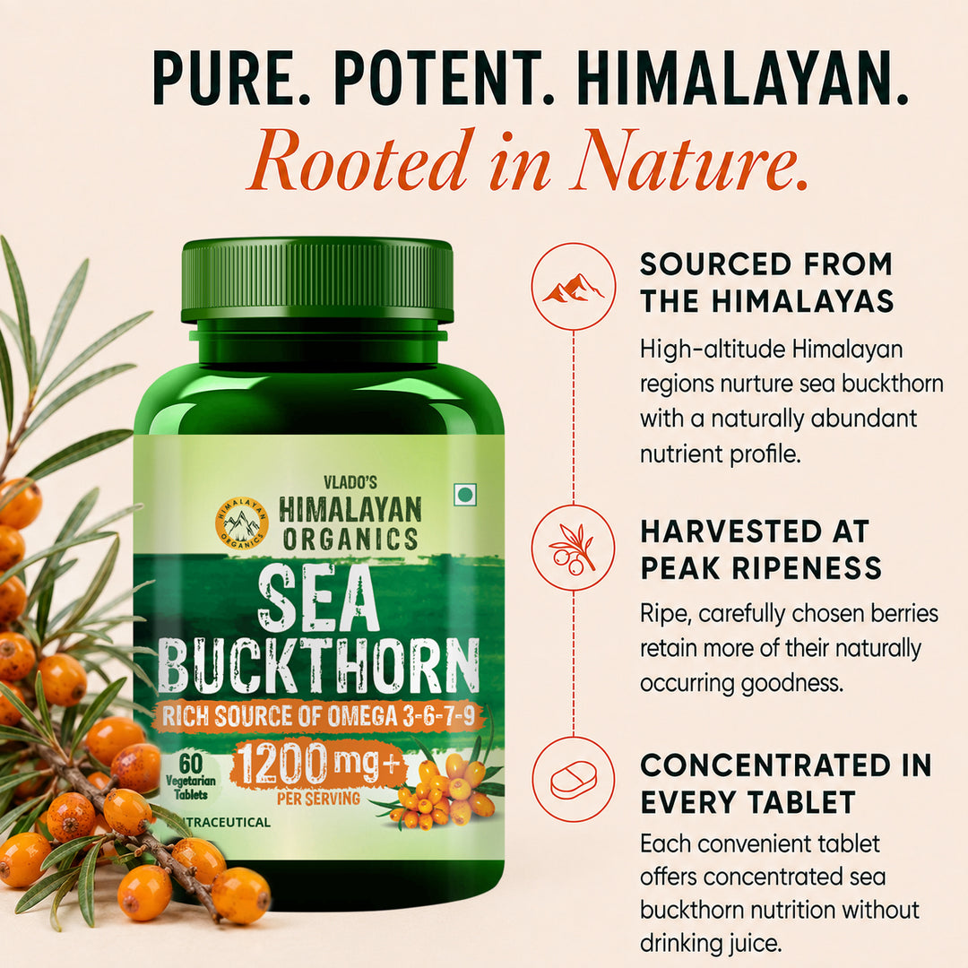 Vlado's Himalayan Organics Sea Buckthorn Tablets 60 | Omega Fatty Acids | Sea Buckthorn