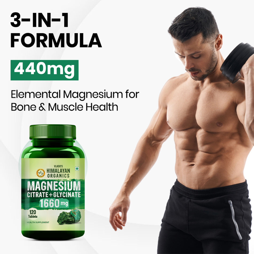 Vlado's Himalayan Organics Magnesium Complex Supplement | 1660mg | with Magnesium Glycinate, Magnesium Citrate, Magnesium Oxide - 120 Veg Tablets
