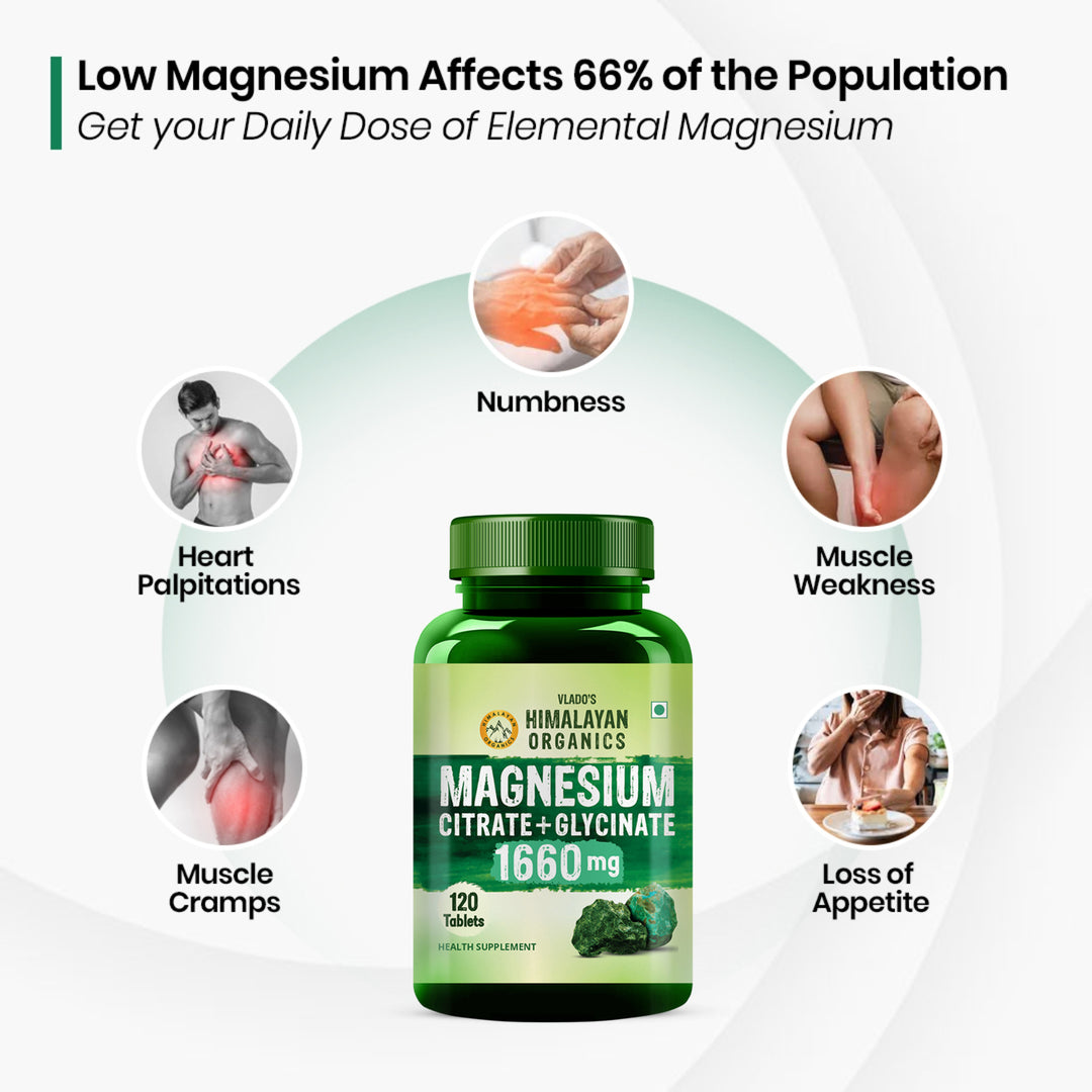 Vlado's Himalayan Organics Magnesium Complex Supplement | 1660mg | with Magnesium Glycinate, Magnesium Citrate, Magnesium Oxide - 120 Veg Tablets
