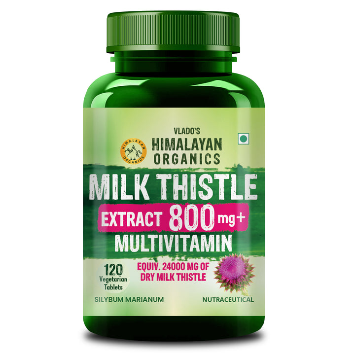 Vlado's Himalayan Organics Milk Thistle Extract With 800Mg Of Silybum Marianum Detox Supplement For Men And Women For Healthy Liver | Boost Metabolism And Maintain Cholesterol level - 120 Vegetarian Tablets