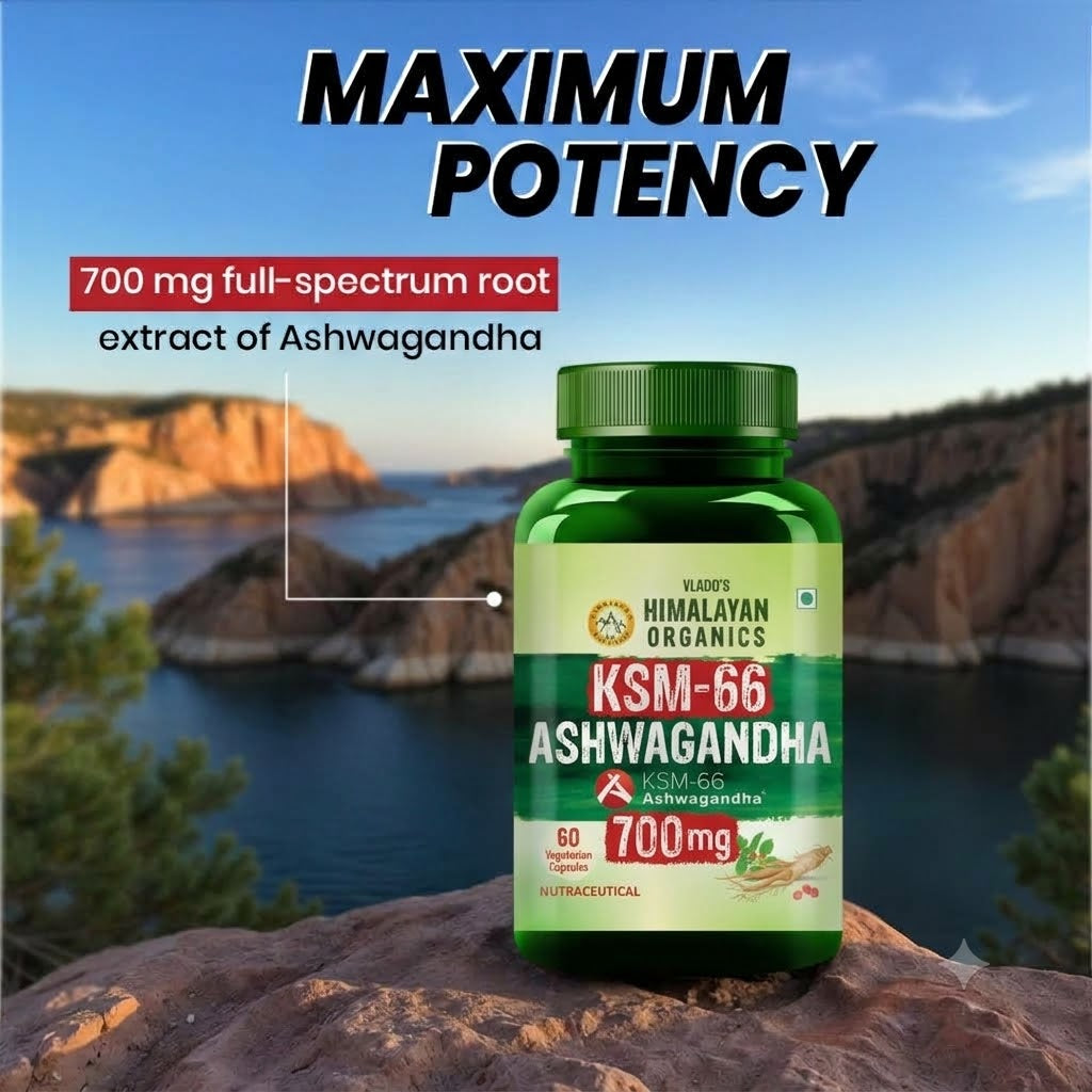 Vlado’s Himalayan Organics KSM66 Ashwagandha 700 Mg I 5% Withania Somnifera I Pure Ashwagandha Men & Women (60 Capsules)