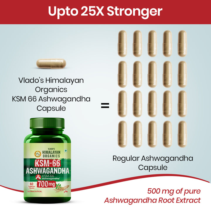 Vlado’s Himalayan Organics KSM66 Ashwagandha 700 Mg I 5% Withania Somnifera I Pure Ashwagandha Men & Women (60 Capsules)