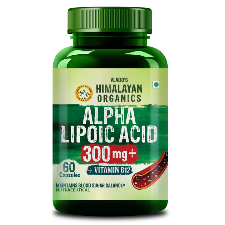 Vlado's Himalayan Organics Alpha Lipoic Acid 300mg | Boost Liver Function, Healthy Blood Sugar, Antioxidant | Good For Nerves And Heart Functioning - 60 Veg Capsules
