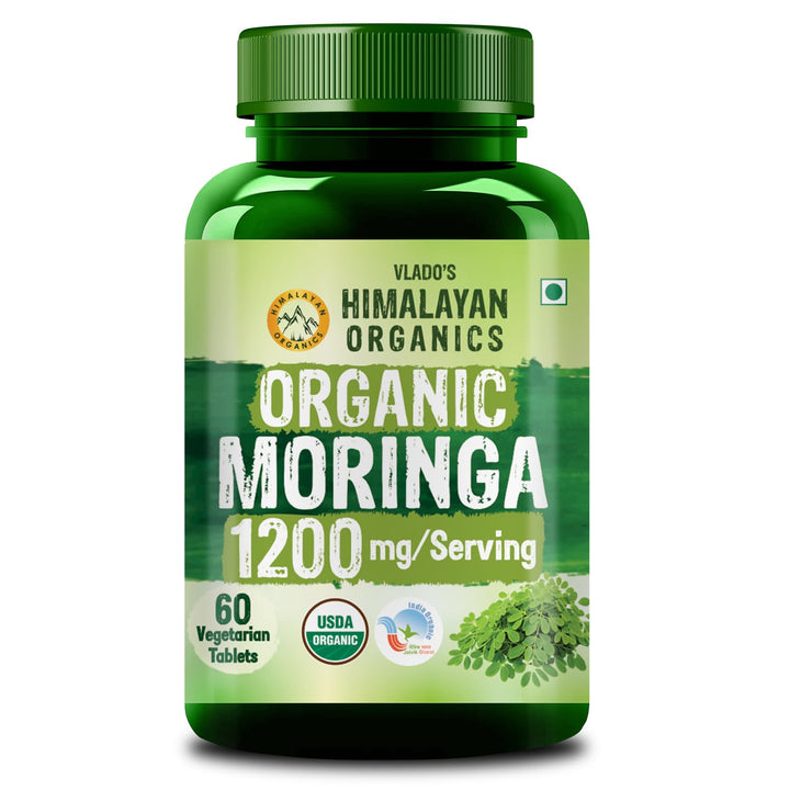 Vlado's Himalayan Organics Organic Moringa Tablet with 1200mg Moringa Leaves Extract | Moringa Powder Tablets for Immunity, Digestion & Energy| Moringa Leaves Tablets, 60 Tablets