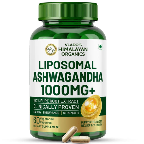 Vlado's Himalayan Organics Liposomal Ashwagandha 1000mg/Serve || Energy & Endurance || 60 Veg Capsules
