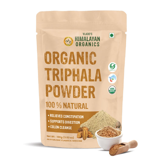 Vlado's Himalayan Organics Triphala Powder - 100 GM | Triphala Churna For Gut, Immune & Intestinal Health | Colon & Digestion, For Balanced Bowel & Gut Health, Contains Bioactives and Antioxidants, GMP & NPOP Certified Organic I Helps Relieve Constipation