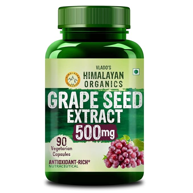 Vlado's Himalayan Organics Grape Seed Extract 500mg/Serving for Healthy Cholesterol Level - 90 Veg Capsules