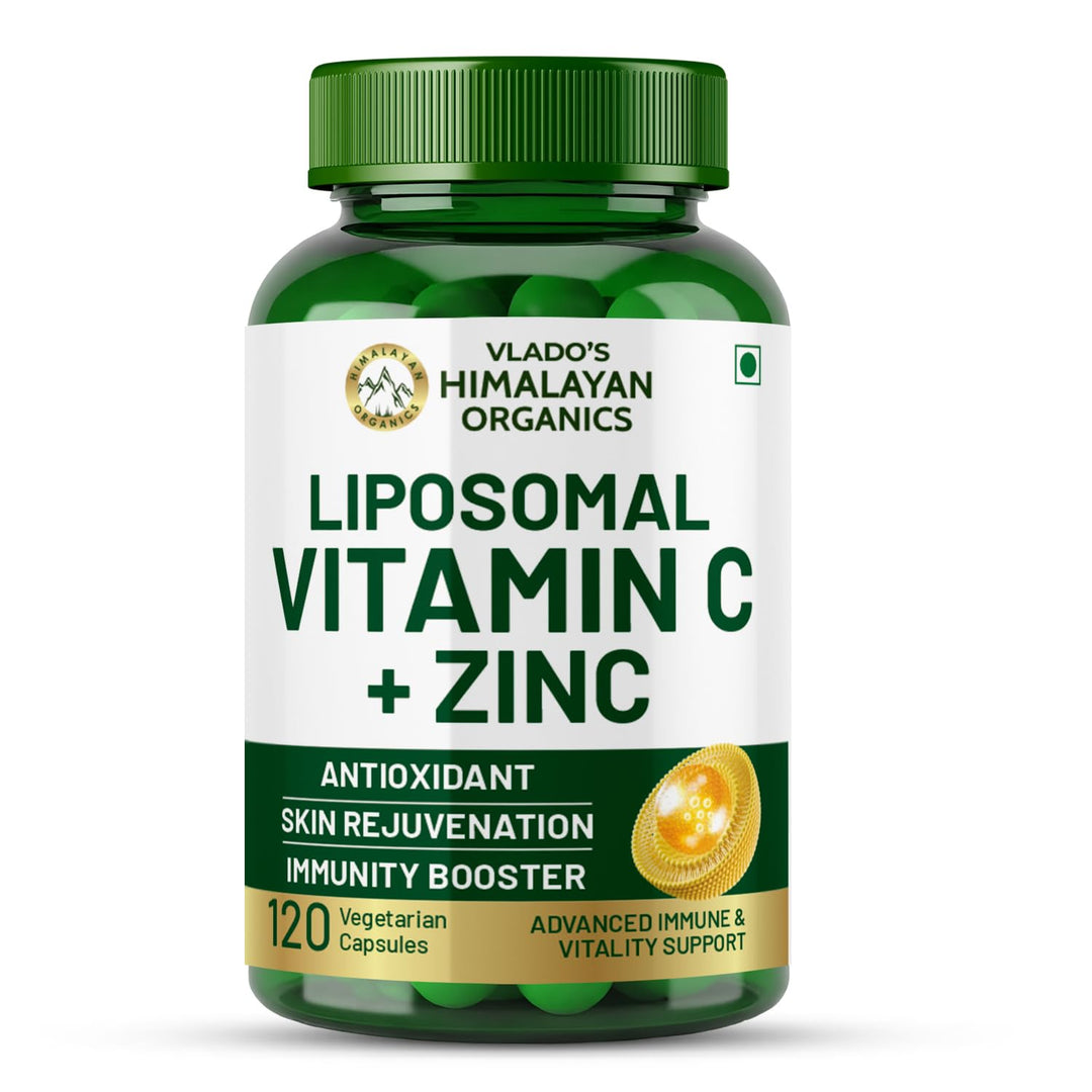 Vlado’s Himalayan Organics Liposomal Vitamin C with Zinc 1000Mg Supplement For Men And Women | Glowing And Radiant Skin | Improved Immune And Heart Health - 120 Veg Capsules
