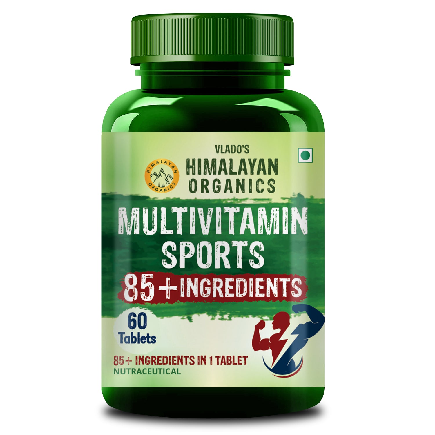 Vlado's Himalayan Organics Multivitamin Sports with 60 + Vital Nutrients & 13 Performance Blends with Enzymes – 60 Tabs