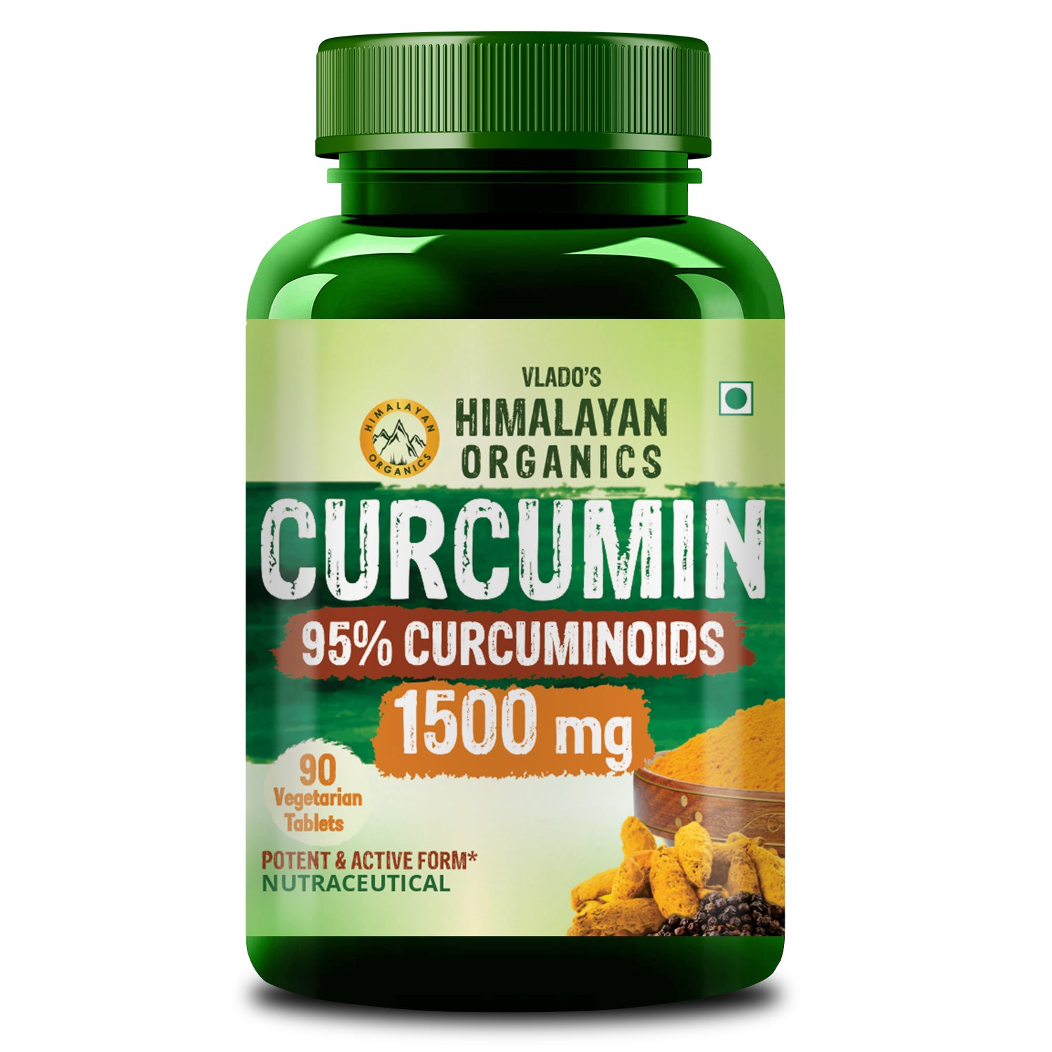 Vlado's Himalayan Organics Curcumin With Biopiperine 1500mg Tablets With 95% Curcuminoids Supplements For Better Absorption | Good For Skin & Joint pains | Immunity Booster for Men And Women - 90 Veg Tablets