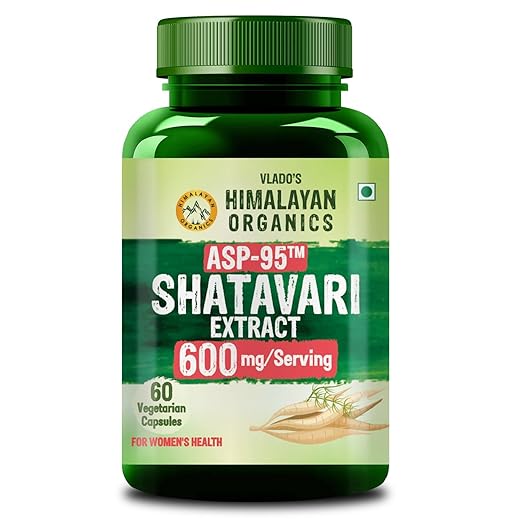 Vlado's Himalayan Organics Shatavari Extract 600 Mg Supplement for Women’s Hormone Balance & Wellness | Boosts Immunity, Supports Digestion & Overall Vitality - 60 Veg Capsule