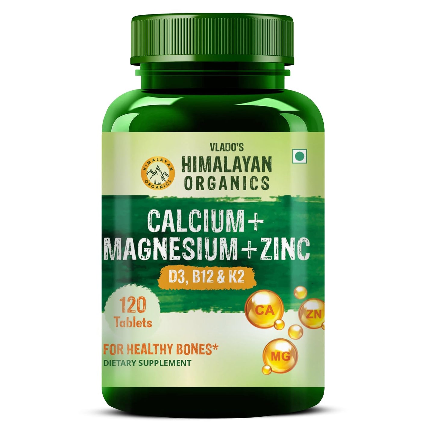 Calcium Magnesium Zinc Vitamin D3, B12 & K- 120 Vegetarian Tablets