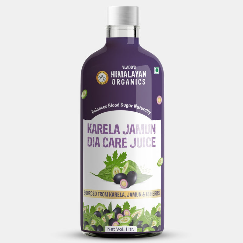 Vlado's Himalayan Organics Karela Jamun Diabetic Care Juice with Neem, Amla, Giloy, Gudmar, Methi, Shatavari, Arjun I Made with 18+ Clinically Proven Natural 100% Ayurvedic Potent Herbs I For Diabetic & Sugar Control I Dia Free Diabic Care Juice - 1L