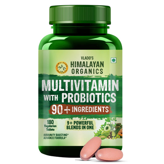 Vlado's Himalayan Organics Immunity Multivitamin Tablet for Men & Women with Probiotic 90+Vital Nutrients and 9+ Probiotic blends for Increase Energy & Immunity I Best Multi vitamin for Men & Women- 180 Veg Tablets