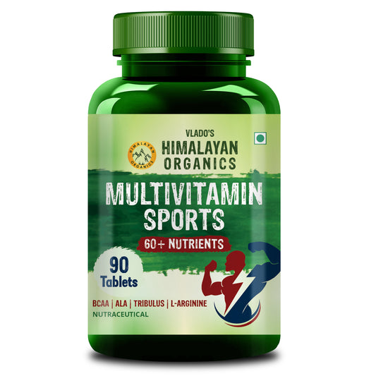Vlado's Himalayan Organics Multivitamin Sports 60+ Nutrients | Vitamin B1,B2,B3,B5,B6,B12,A,E,C,D,K,Biotin,Calcium,Zinc - 90 Veg Tablets