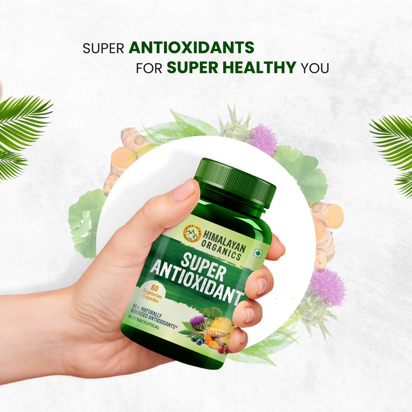 Himalayan Organics Super Antioxidant Supplement | Powerhouse of Antioxidant for Overall Health (60 Capsules)