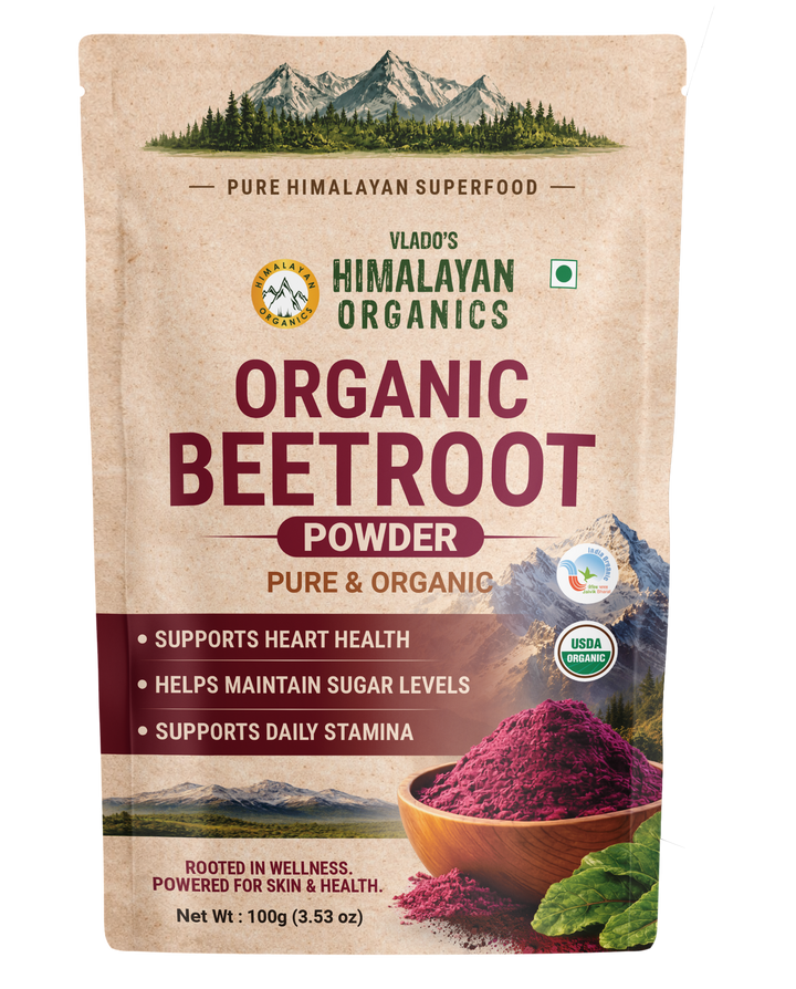 Vlado's Himalayan Organics Beetroot Powder For Face, Skin & Hair I Drinking | Eating | Boost Energy | Shining Skin | Rich In Antioxidants Natural Brightening, Anti-Aging & Glowing Complexion 100g