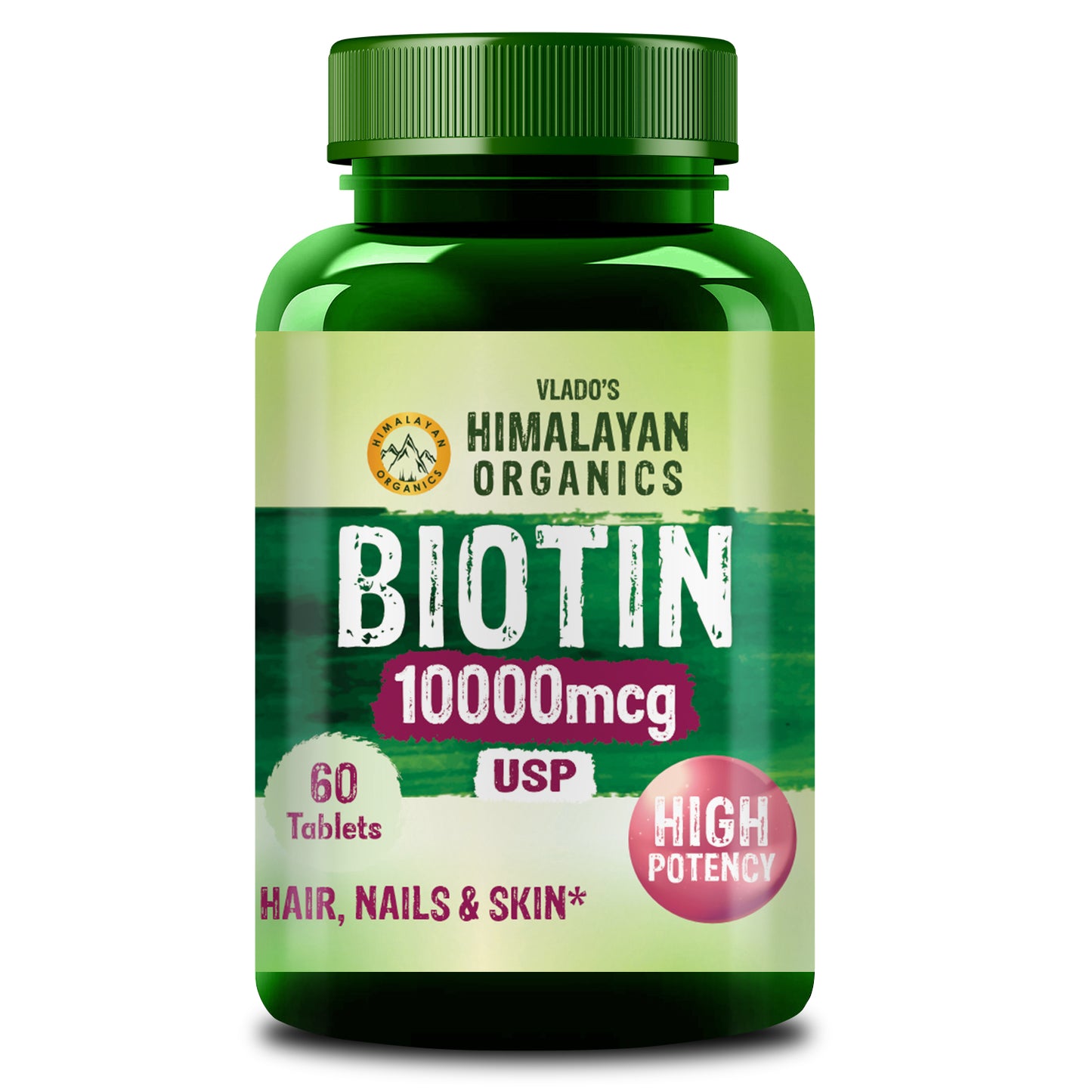Vlado's Himalayan Organics Biotin 10000Mcg For Healthy Hair And Skin - 60 Tablets