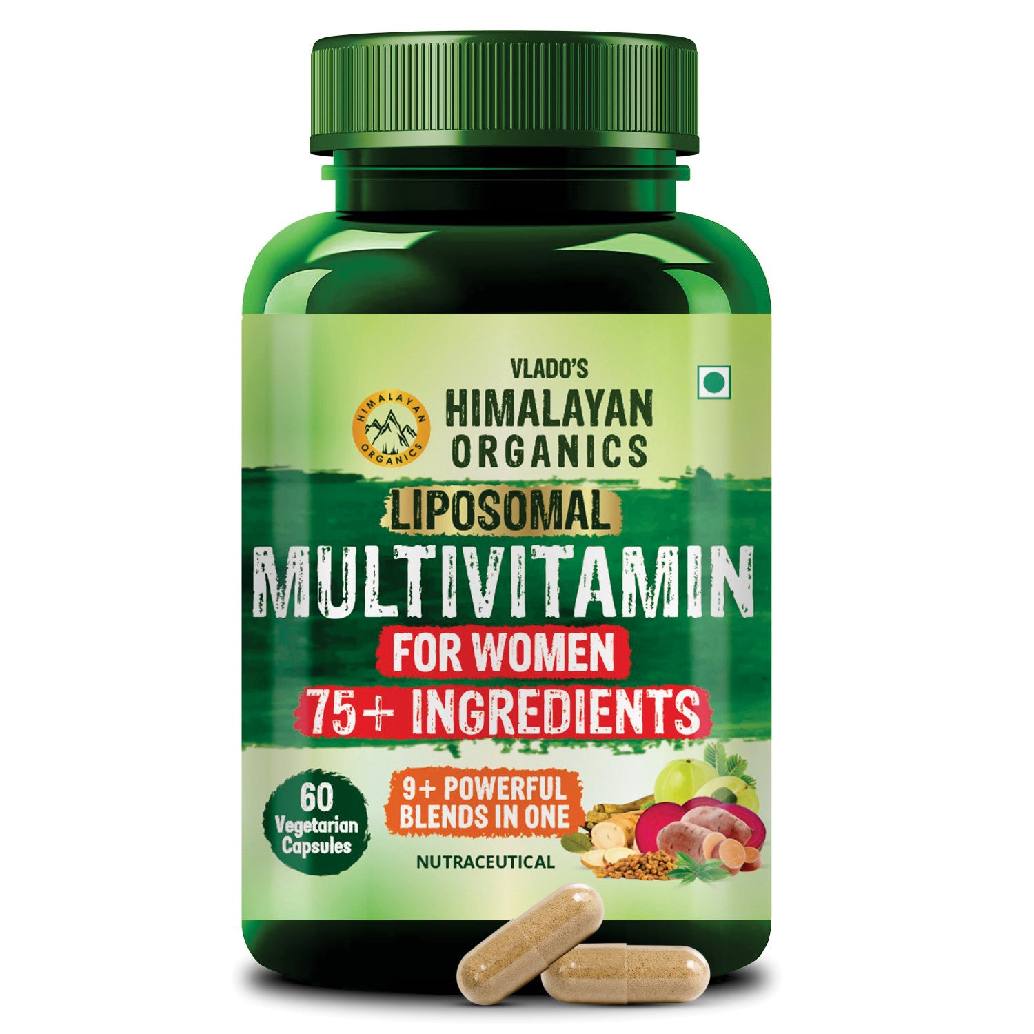 Vlado’s Himalayan Organics Liposomal Multivitamin for Women with 75+ Ingredients | Daily Women’s Health Supplement with 9+ Powerful Blends | Energy, Immunity, Hair Skin & Nails Support | 60 Vegetarian Capsules