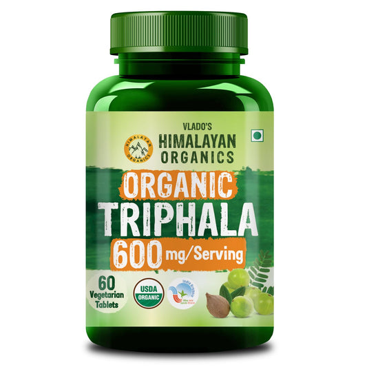 Vlado's Himalayan Organics Triphala Tablets 100% Organic | Supports Healthy Digestion | Improves Bowel Wellness | Relieves Constipation | Pure Herbs Used |100% Ayurvedic | trifala 60 Tablets.