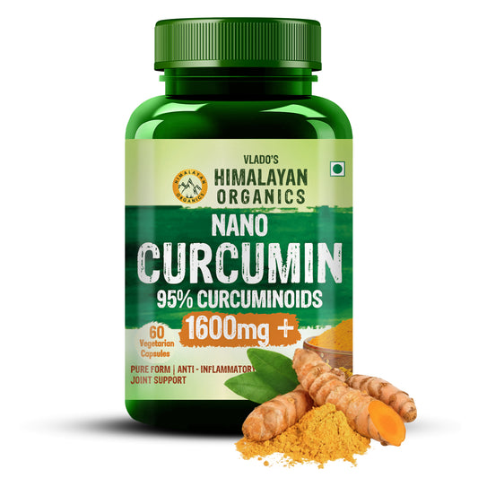 Vlado's Himalayan Organics Curcumin 1600mg+ | Extra-Pure Nano Curcumin Capsules with 95% Curcuminoids | Turmeric & Piperine | Joint Support Supplement for Men & Women - 60 Capsules