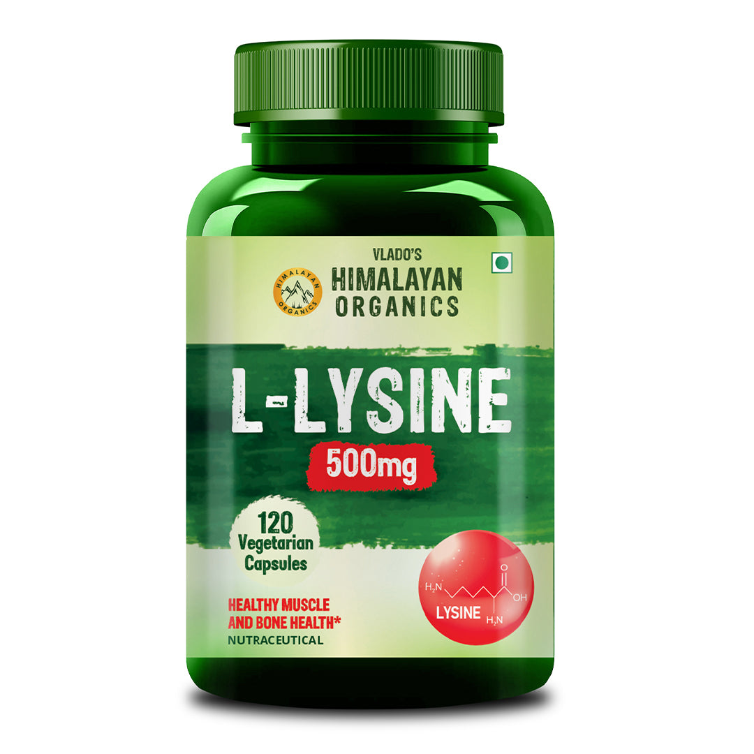 Vlado’s Himalayan Organics L-Lysine 500mg Essential Amino Acid | Supports Heart Health | Boosts Immunity | Improve Bone Health- 120 Veg Capsules