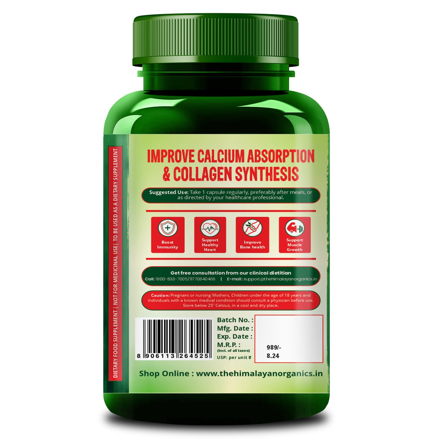 Vlado’s Himalayan Organics L-Lysine 500mg Essential Amino Acid | Supports Heart Health | Boosts Immunity | Improve Bone Health- 120 Veg Capsules