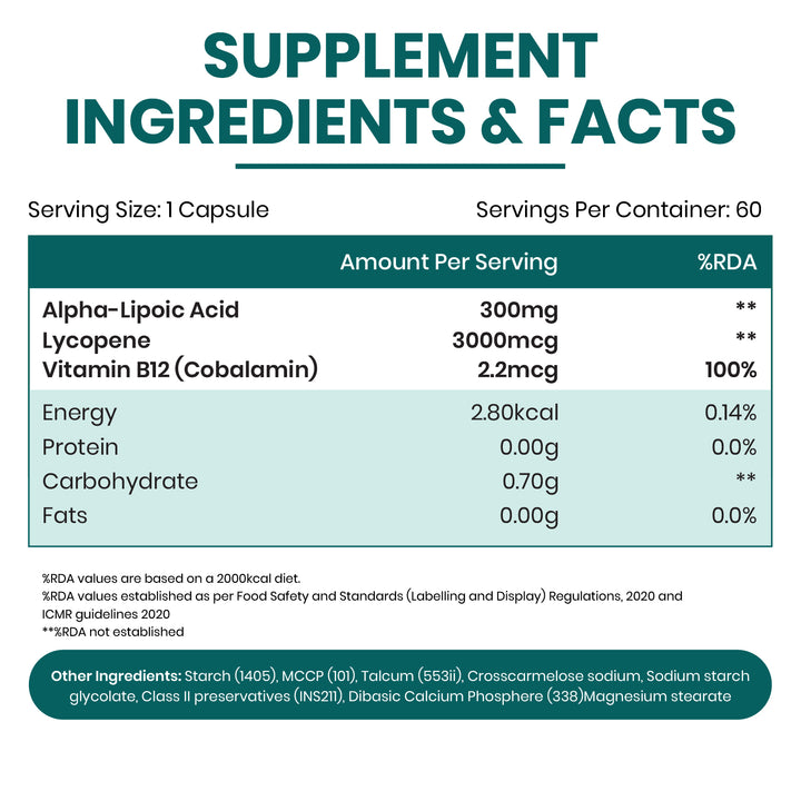 Vlado's Himalayan Organics Alpha Lipoic Acid 300mg | Boost Liver Function, Healthy Blood Sugar, Antioxidant | Good For Nerves And Heart Functioning - 60 Veg Capsules