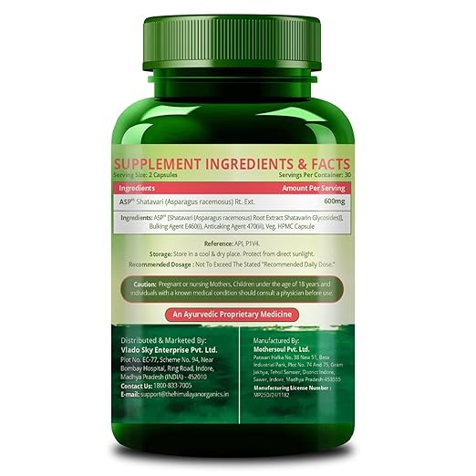 Vlado's Himalayan Organics Shatavari Extract 600 Mg Supplement for Women’s Hormone Balance & Wellness | Boosts Immunity, Supports Digestion & Overall Vitality - 60 Veg Capsule