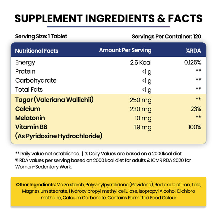 Vlado's Himalayan Organics Melatonin 10mg + Tagar 250mg | Non-Habit Forming, Potent Sleep Aid Formula  - 120 Veg Tabs