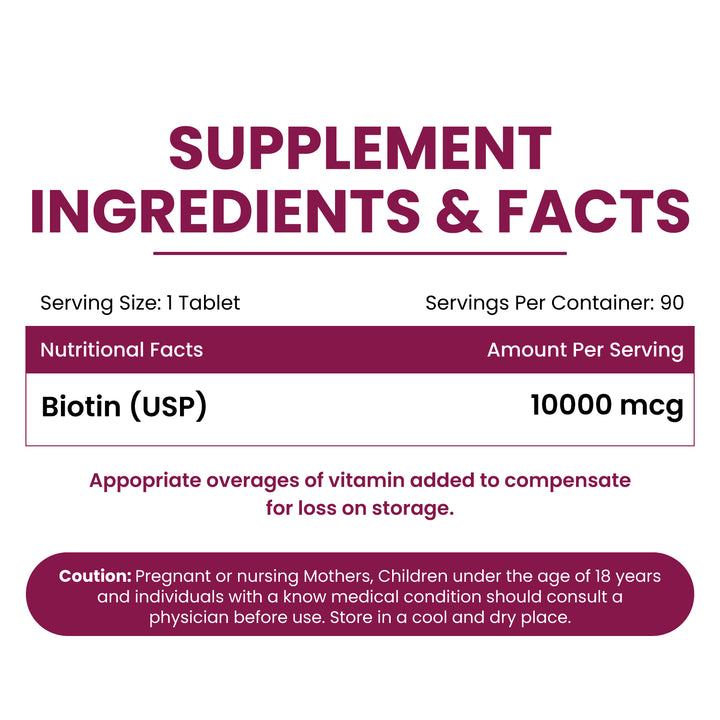Vlado's Himalayan Organics Biotin10000Mcg For Healthy Hair And Skin - 90 Tablets
