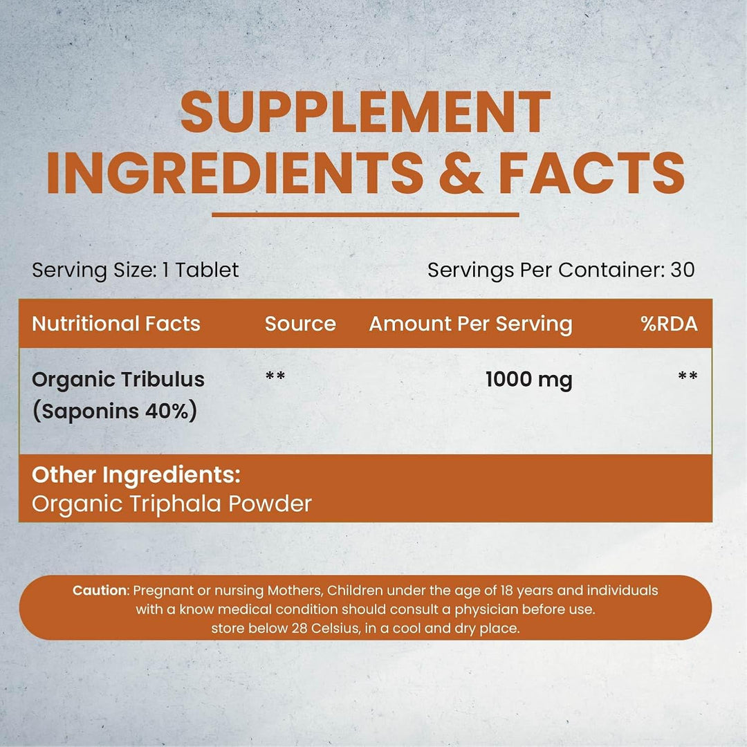 Vlado's Himalayan Organics - Organic Gokshura Tablets - 1000mg Gokhru / Serving -  Tribulus Terrestris for Men & Women | Improves Energy, Muscle Strength, Stamina & Supports Recovery
