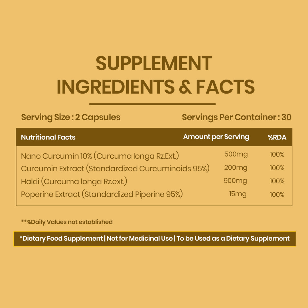 Vlado's Himalayan Organics Curcumin 1600mg+ | Extra-Pure Nano Curcumin Capsules with 95% Curcuminoids | Turmeric & Piperine | Joint Support Supplement for Men & Women - 60 Capsules