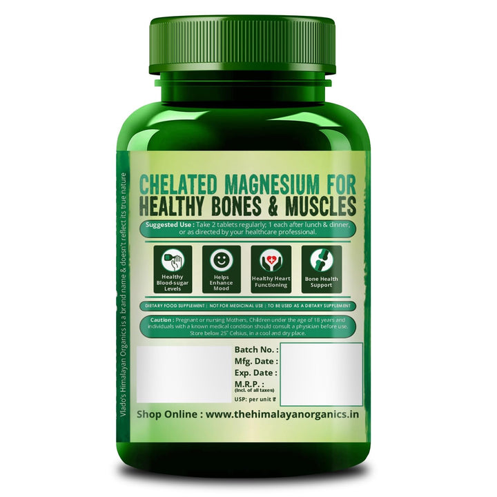 Vlado's Himalayan Organics Magnesium Complex Supplement | 1660mg | with Magnesium Glycinate, Magnesium Citrate, Magnesium Oxide - 60 Veg Tablets