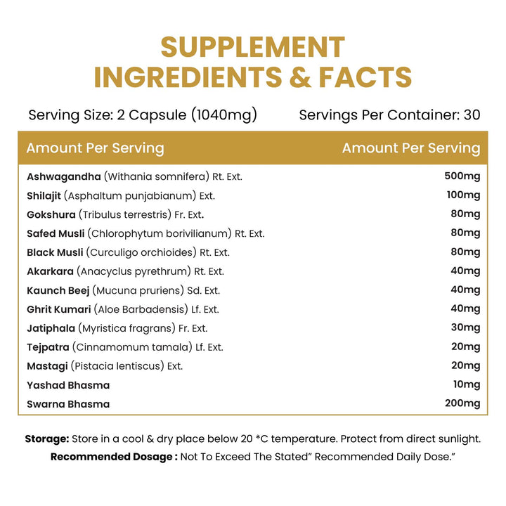 Vlado's Himalayan Organics Ashwagandha Gold | Supports Strength, Energy & Immunity | 60 Veg Capsules