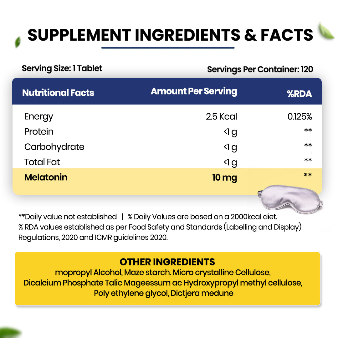 Vlado's Himalayan Organics Melatonin 10 MG Healthy Sleep Cycle | Helps Stress & Anxiety Relief | Improve Concentration | Non-Habit Forming (120 Tablets)