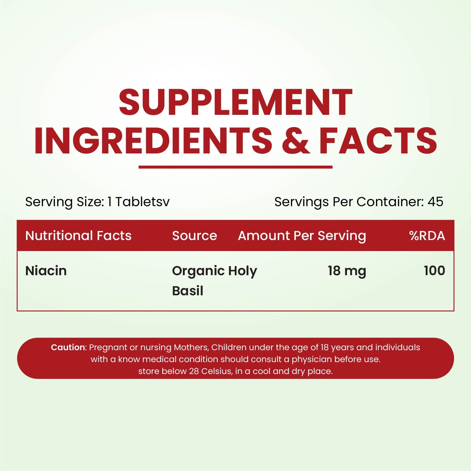 Vlado's Himalayan organics - Organic Niacin (Vitamin B3 ) 18 mg / Serving -  for Vascularity & Increase Cellular Energy - 45  Veg Tablets