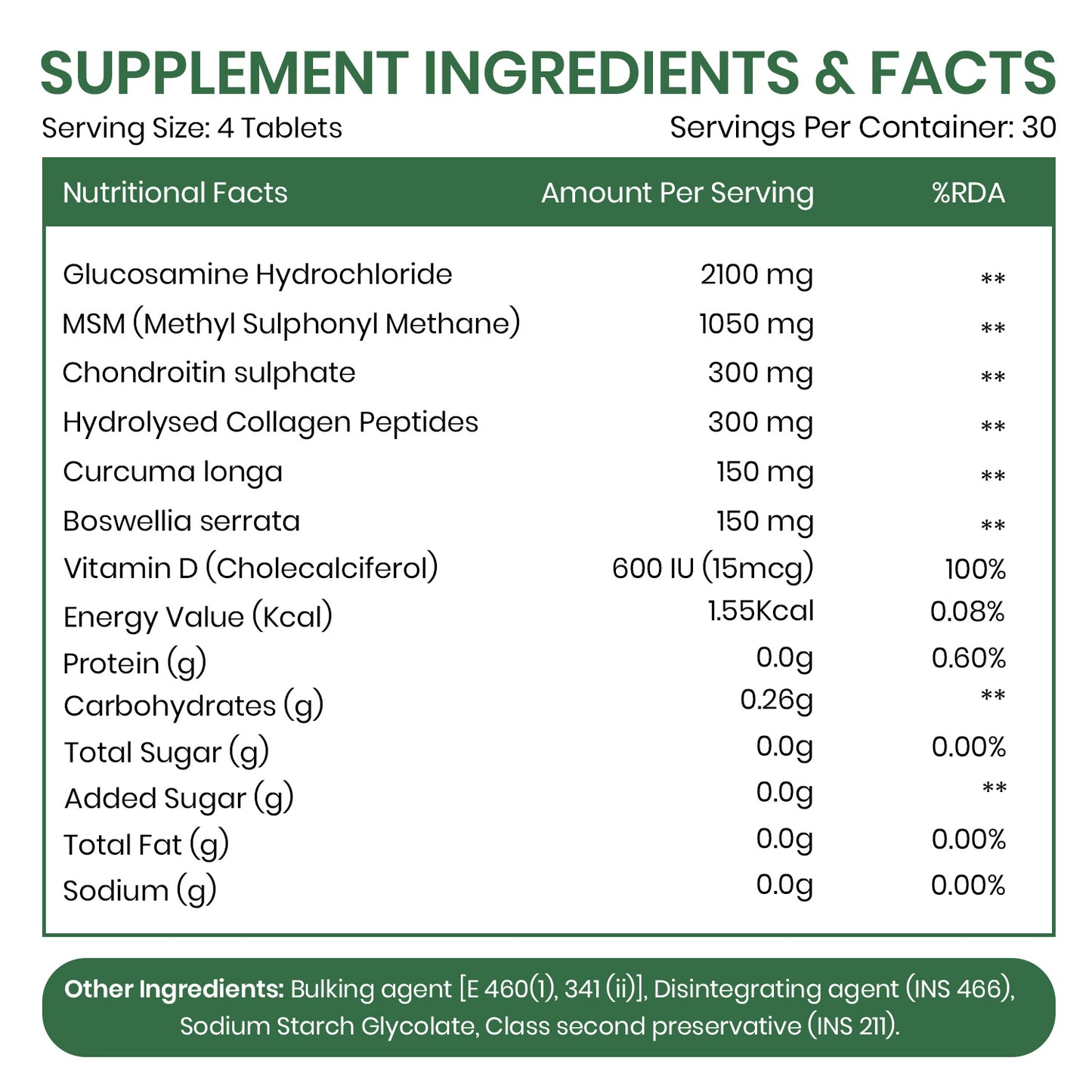 Vlado’s Himalayan Organics Glucosamine Chondroitin MSM Tablets | Cartilage & Joint Support Supplement | Glucosamine for Joint Relieves Pain and Stiffness I Added Collagen peptides, Curcuma, Vitamin D & Boswellia - Pure Veg Formula - 120 Vegetarian Tablets