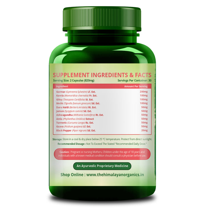 Vlado's Himalayan Organics Diabetes Support Supplement | Helps Control Blood Sugar Levels | 100% Vegetarian (60 capsules)
