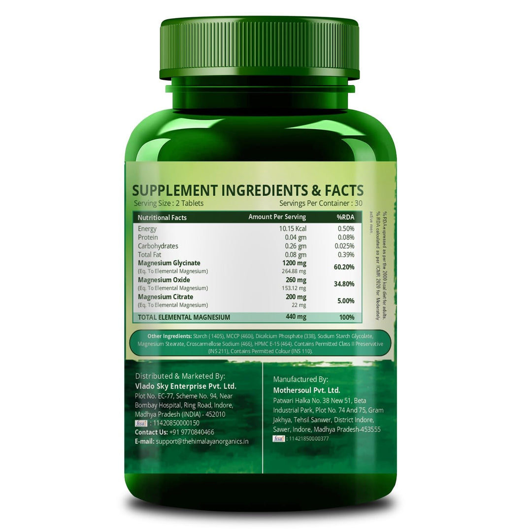 Vlado's Himalayan Organics Magnesium Complex Supplement | 1660mg | with Magnesium Glycinate, Magnesium Citrate, Magnesium Oxide - 60 Veg Tablets
