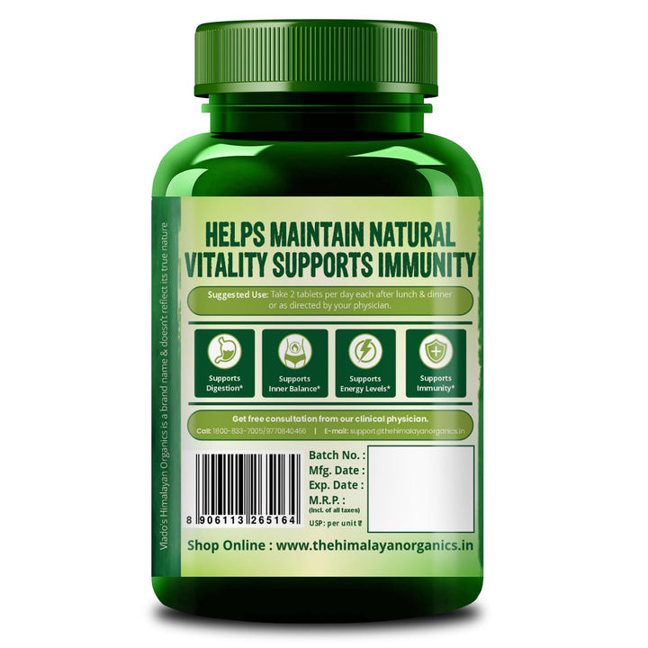 Vlado's Himalayan Organics Organic Moringa Tablet with 1200mg Moringa Leaves Extract | Moringa Powder Tablets for Immunity, Digestion & Energy| Moringa Leaves Tablets, 60 Tablets